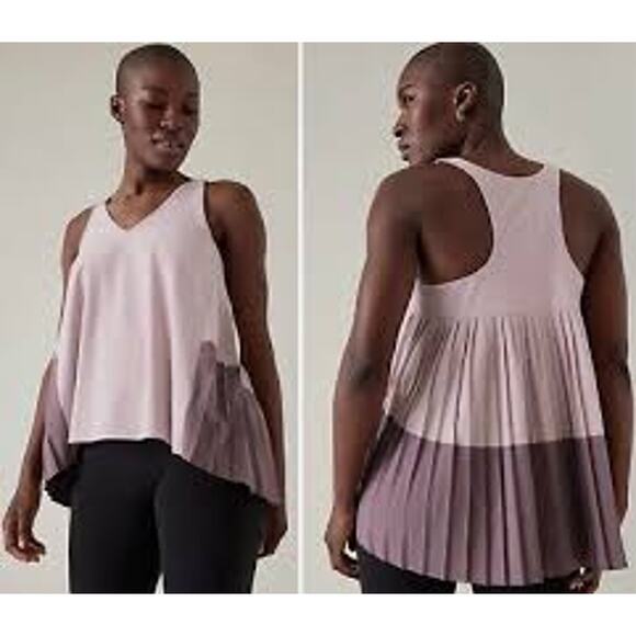Athleta Swing Forward Pleated Mauve Tank New with Tags Size L - Picture 2 of 6